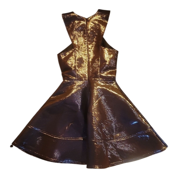 topshop Shimmering bonded metallic blue Purple prom occasion mini skater Dress 2 - Picture 7 of 7